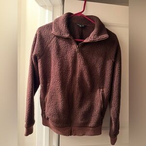 Athleta Zip-Up Sherpa Jacket - Deep Brown